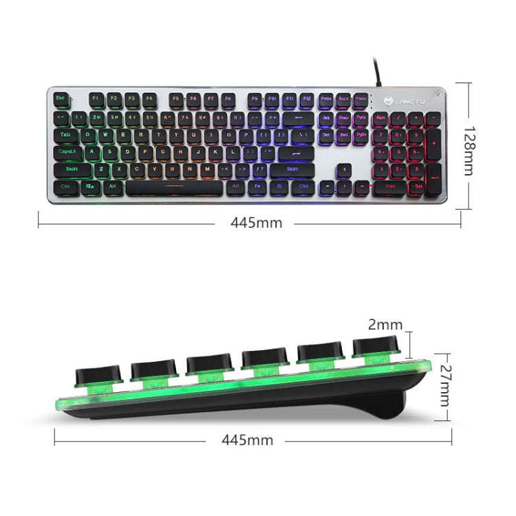 LANGTU L1 104 Keys USB Home Office Film Luminous Wired Keyboard, Cable Length:1.6m(White Light Pink)