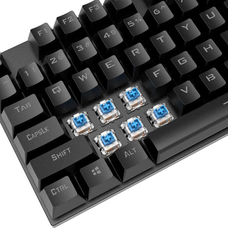 XUNFOX K80 87 Keys Wired Gaming Mechanical Illuminated Keyboard, Cable Length:1.5m(White Blue)
