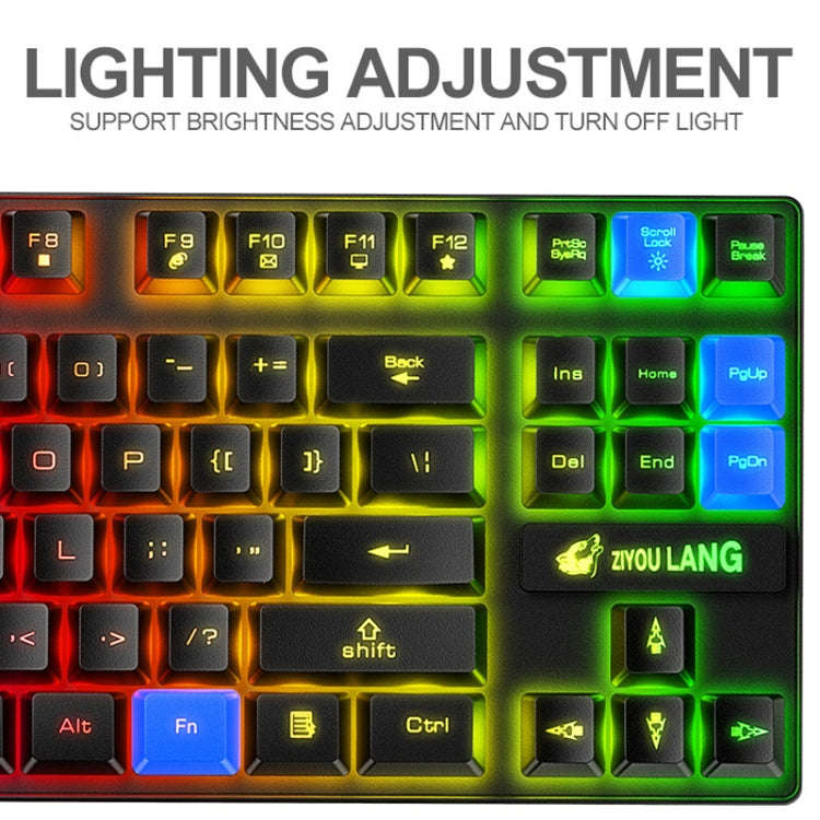 ZIYOU LANG T87 Gaming Luminous Wireless Keyboard and Mouse Set(Blue)