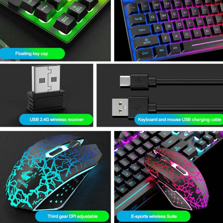 ZIYOU LANG T87 Gaming Luminous Wireless Keyboard and Mouse Set(Blue)