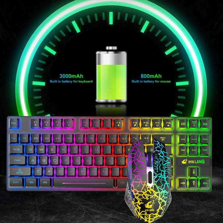 ZIYOU LANG T87 Gaming Luminous Wireless Keyboard and Mouse Set(White)