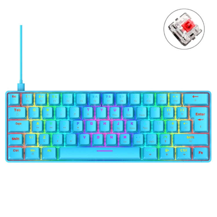 ZIYOU LANG T60 62-Key RGB Luminous Mechanical Wired Keyboard, Cable Length:1.5m(Blue Red Shaft)