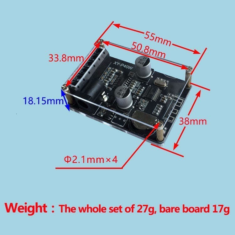 30W/40W Stereo Bluetooth Power Amplifier Plate 12V/24V High Power Module With Acrylic Shell