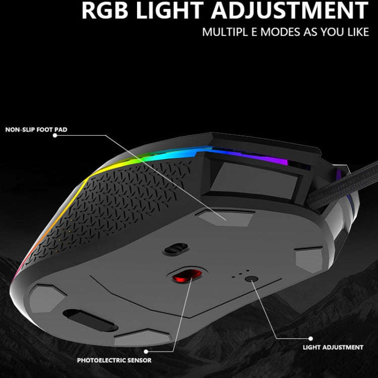 LEAVEN S50 6Keys Macro Definition Programmable RGB Lighted Gaming Wired Mouse, Cable Length: 1.5m...