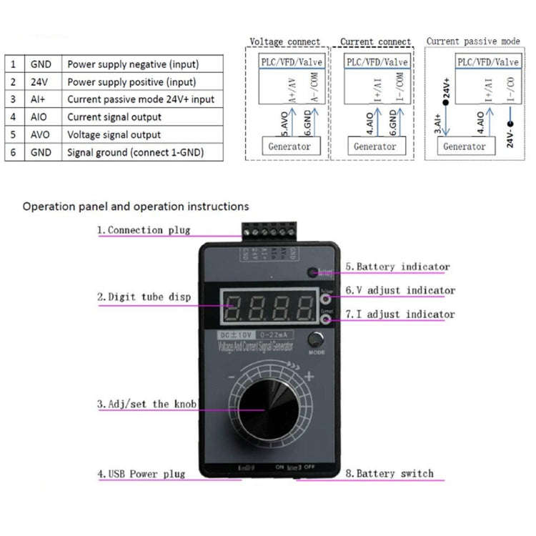 4-20mA 0-10V  Signal Generator Adjustable Voltage Current Simulator(Without Battery)