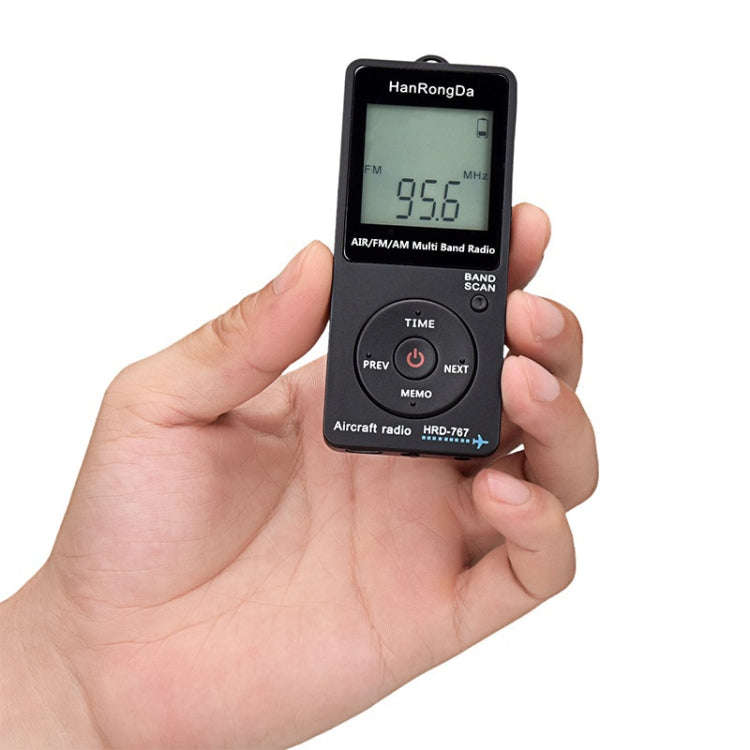 HanRongDa Mini Aviation Band Radio Can Set Automatic Shutdown FM, AM, AIR Radio(Black)