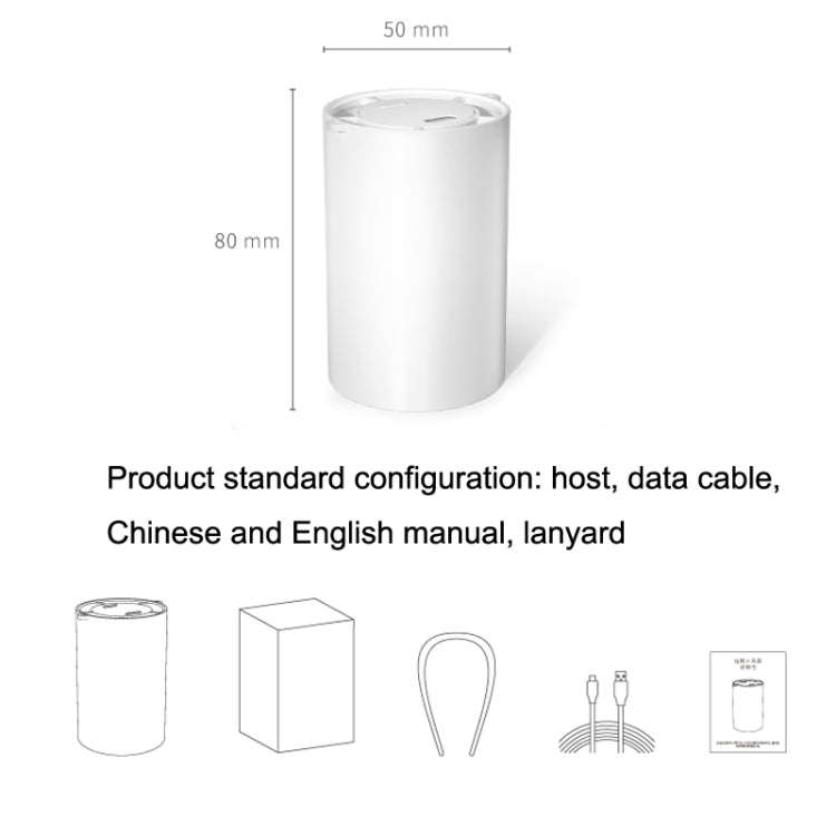 N1 Mini Portable USB Leafless Hanging Neck Fan(White)