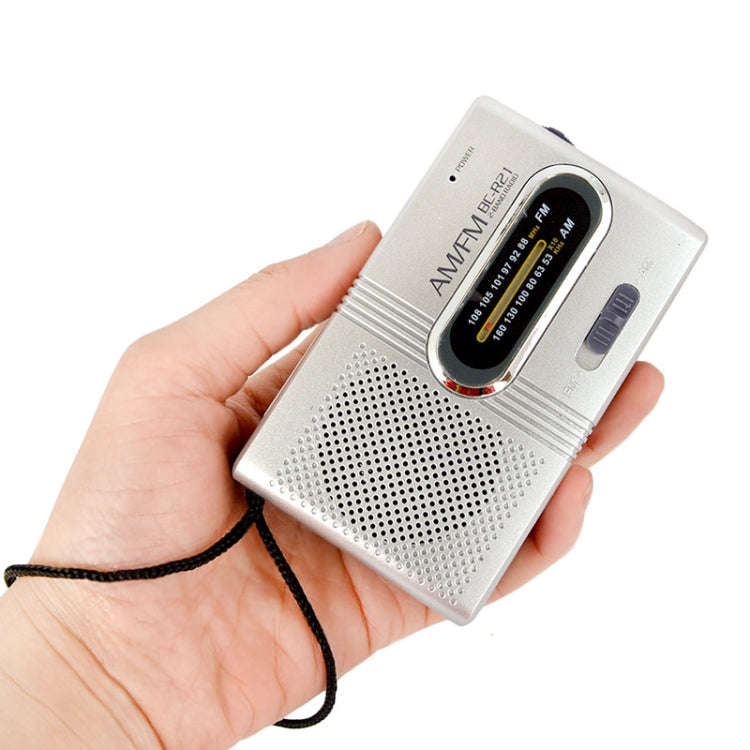 INDIN BC-R21 AM/FM Portable Radio Old Man Morning Practice Player(Silver Gray)