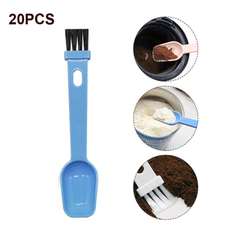 20 PCS Coffee Bean Grinder Spoon Grinder Cleaning Brush With Scale(Blue Handle Black Hair)