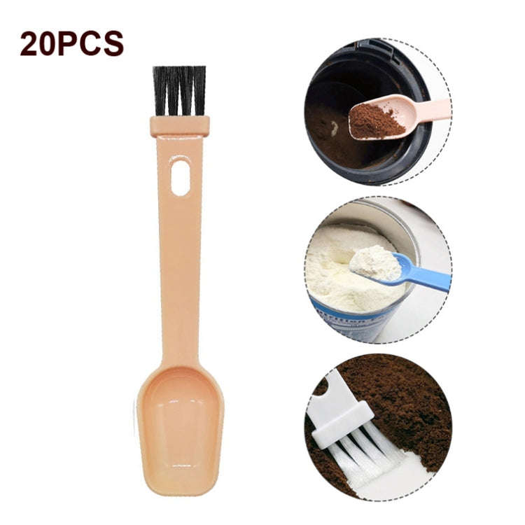 20 PCS Coffee Bean Grinder Spoon Grinder Cleaning Brush With Scale(Pink Handle Black Hair)