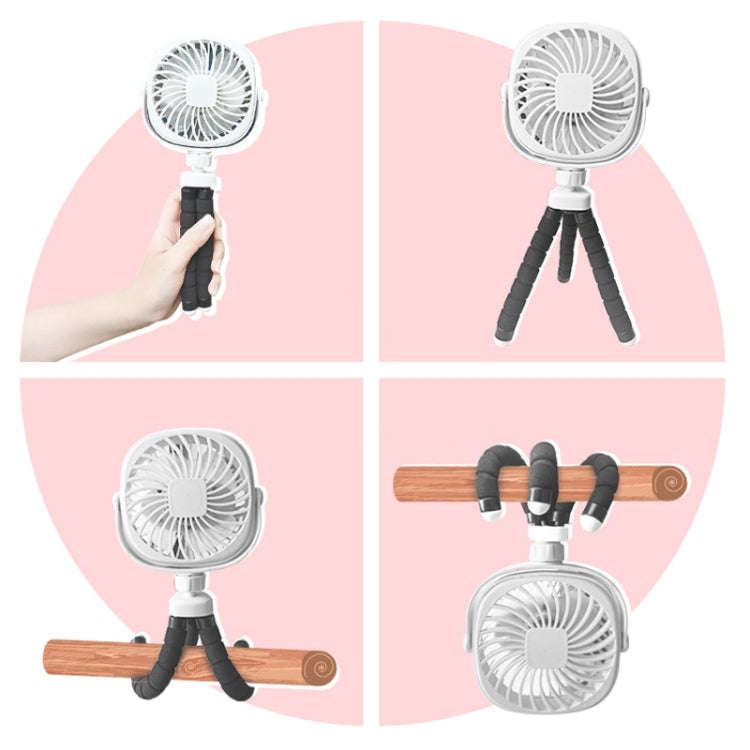 Octopus Stroller Deformation Fan Desktop Portable Handheld USB Small Fan, Colour: 2200mAh Pink