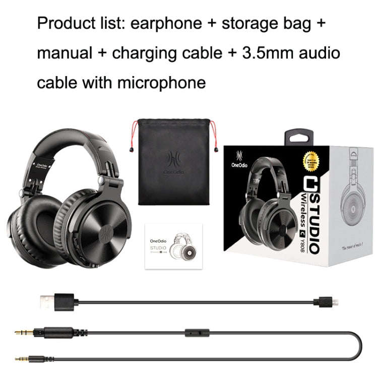 OneOdio PRO-C Bilateral Stereo Pluggable Over-Ear Wireless Bluetooth Monitor Headset(Black)