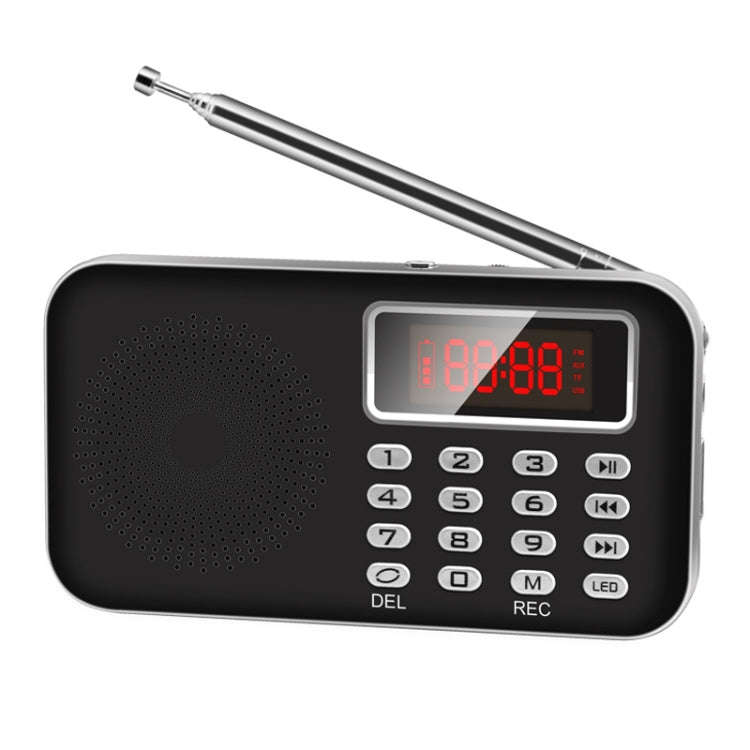 Y-619  FM/AM Mini Radio MP3 Rechargeable Music Player Support TF/SD Card with LED Display(Black)