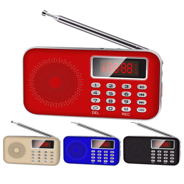 Y-619  FM/AM Mini Radio MP3 Rechargeable Music Player Support TF/SD Card with LED Display(Red)