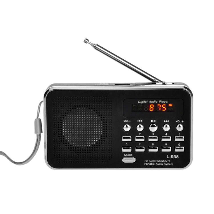 L-938  MP3 Audio Player FM Radio Support  SD MMC Card AUX-IN Earphone-out(Black)