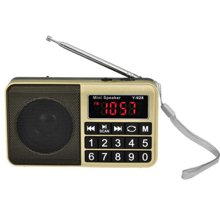 Y-928 FM Radio LED Display MP3 Support  TF Card U Disk(Gold)