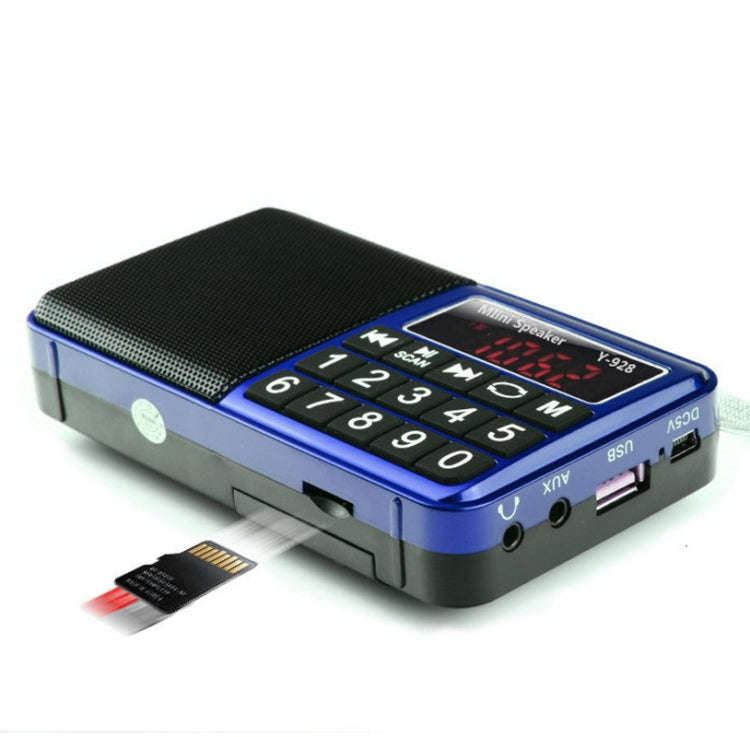 Y-928 FM Radio LED Display MP3 Support  TF Card U Disk(Blue)