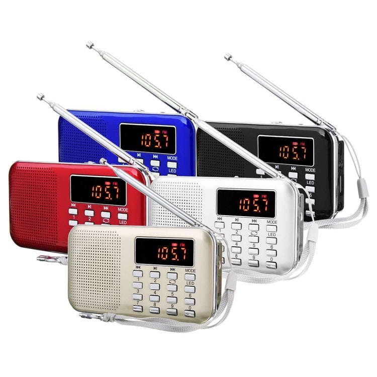 L-218AM  MP3 Radio Speaker Player Support TF Card USB with LED Flashlight Function(Red)