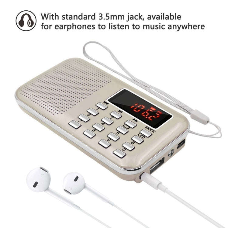 L-218AM  MP3 Radio Speaker Player Support TF Card USB with LED Flashlight Function(Red)