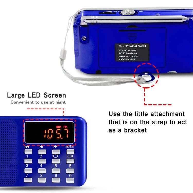 L-218AM  MP3 Radio Speaker Player Support TF Card USB with LED Flashlight Function(Gold)