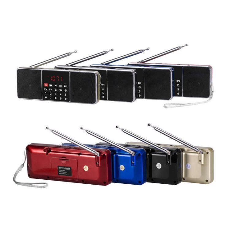 L-288FM Dual Speaker Radio MP3 Player Support TF Card/U Disk with LED Display(Blue)