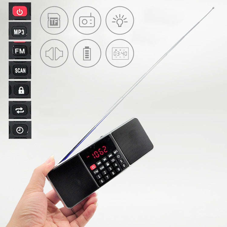 L-288FM Dual Speaker Radio MP3 Player Support TF Card/U Disk with LED Display(Blue)