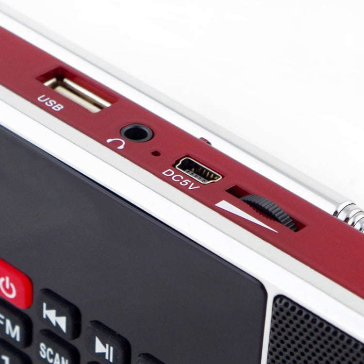 L-288FM Dual Speaker Radio MP3 Player Support TF Card/U Disk with LED Display(Red)