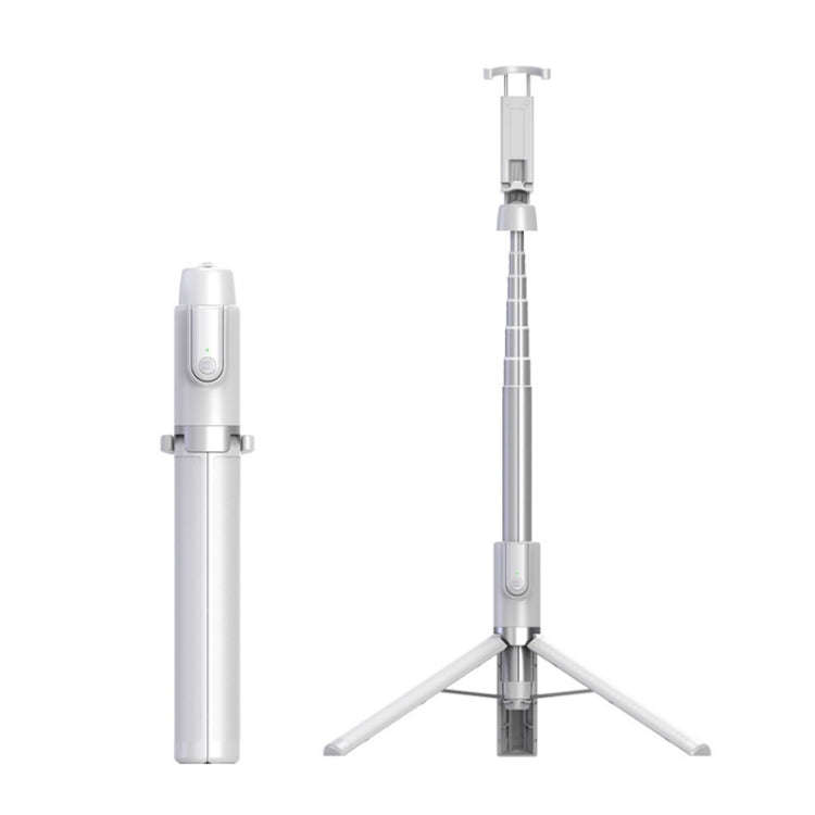 Desktop Multi-Function Live 1.3m Tripod Portable Integrated Bluetooth Selfie Rod(White Silver)