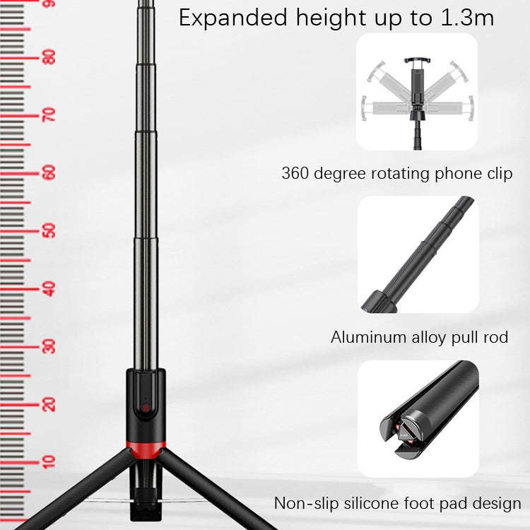 Desktop Multi-Function Live 1.3m Tripod Portable Integrated Bluetooth Selfie Rod(Black)