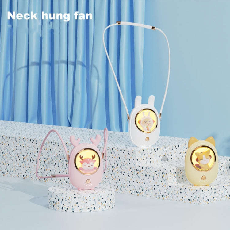 Star Pet Hanging Neck Fan USB Hand-Held Silent Luminous Fan(White)