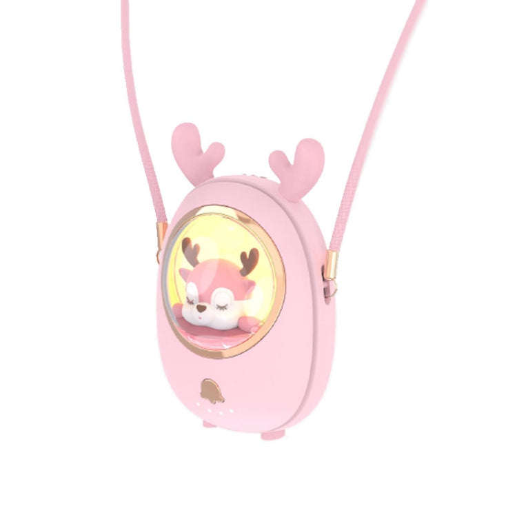 Star Pet Hanging Neck Fan USB Hand-Held Silent Luminous Fan(Pink)