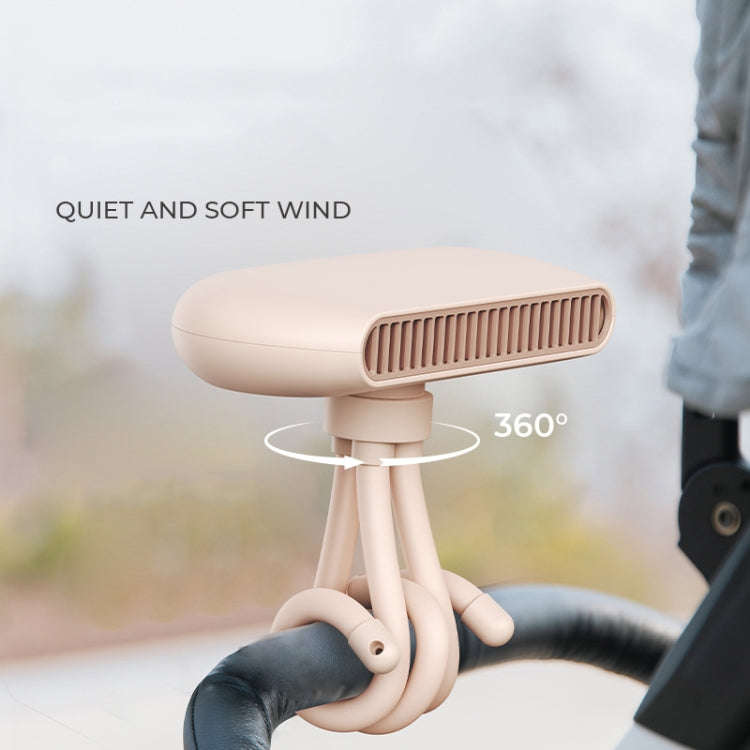 Handheld Mini USB Charging Desktop Portable Stroller Octopus Fan(White)