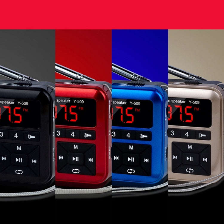 Bluetooth Card Radio Digital FM Player, Specifications: Y-509FM (No Solar Panel)(Blue)