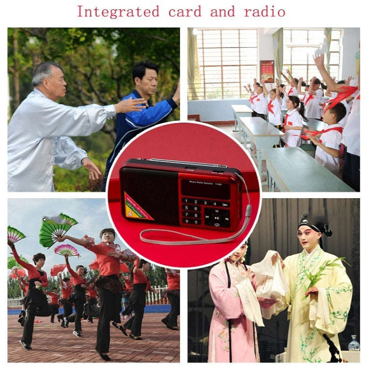 Bluetooth Card Radio Digital FM Player, Specifications: Y-509FM (No Solar Panel)(Red)