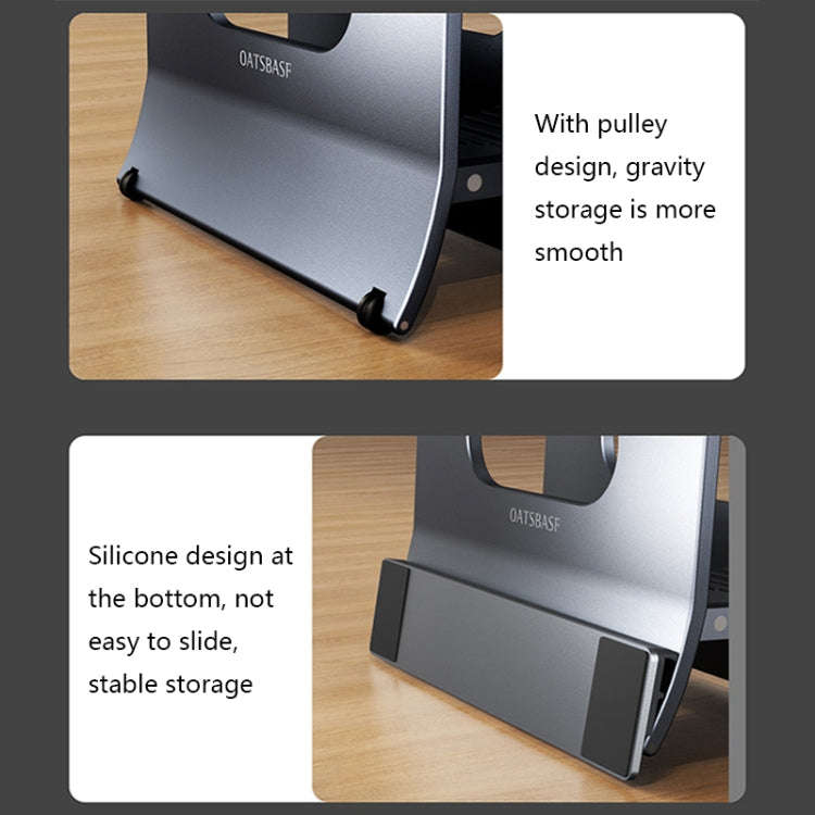 Oatsbasf 03880 H-type Alloy Laptop Gravity Automatic Storage Rack(Grey)
