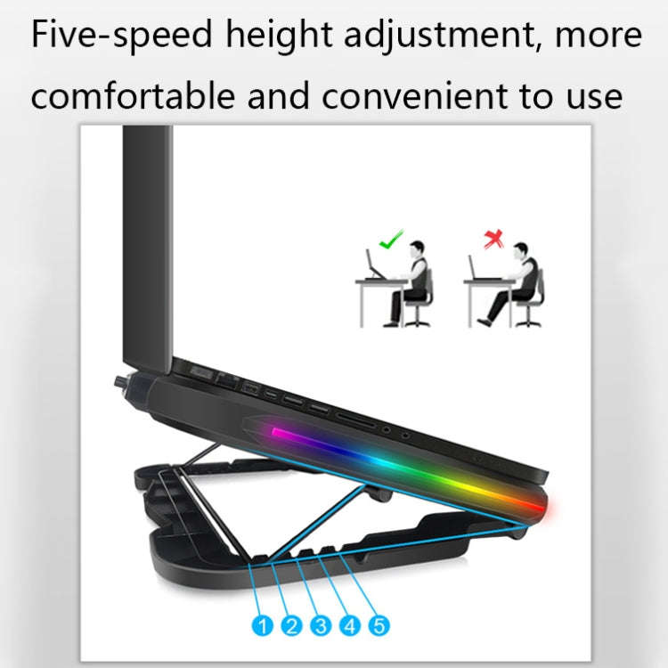 NUOXI Q6 RGB Lighting Effect Laptop Radiator with Phone Holder(Red)