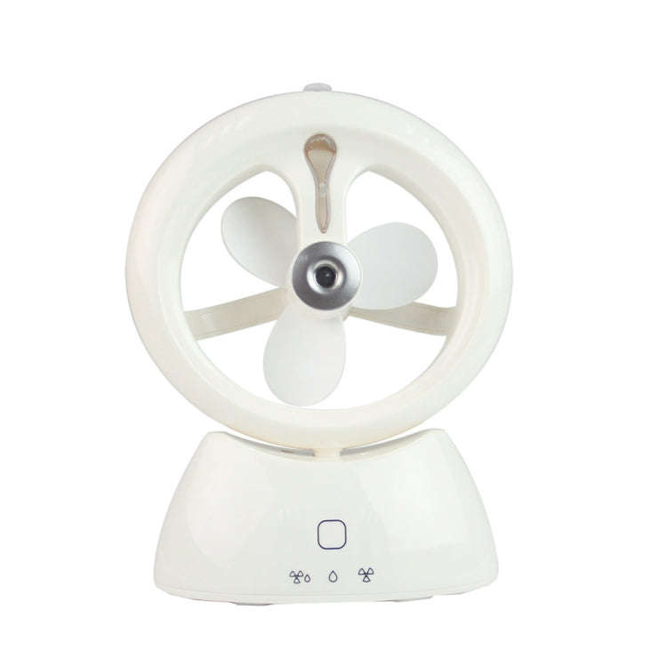 Mini USB Rechargeable Spray Fan Student Dormitory Office Desktop Mute Fan(Glossy White)