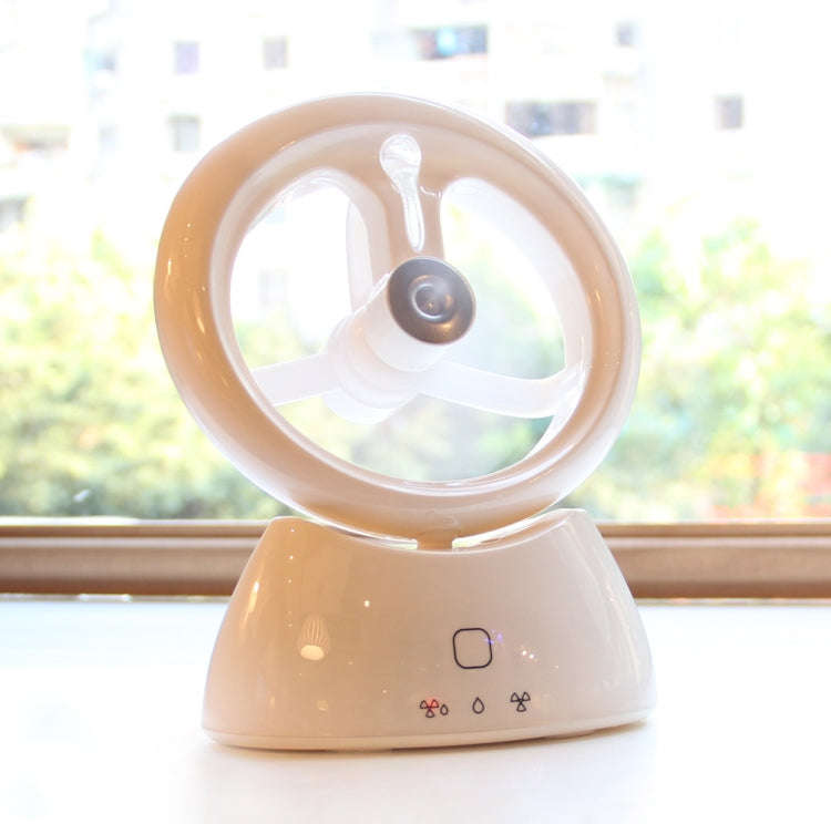 Mini USB Rechargeable Spray Fan Student Dormitory Office Desktop Mute Fan(Glossy White)