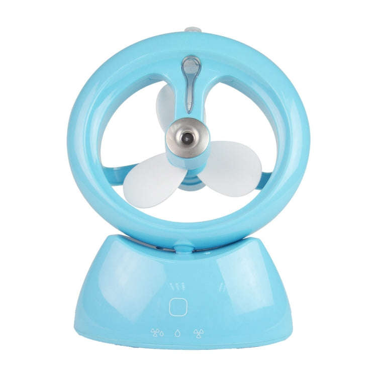 Mini USB Rechargeable Spray Fan Student Dormitory Office Desktop Mute Fan(Glossy Blue)