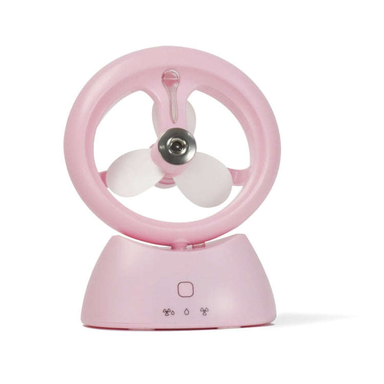 Mini USB Rechargeable Spray Fan Student Dormitory Office Desktop Mute Fan(Frosted Pink)