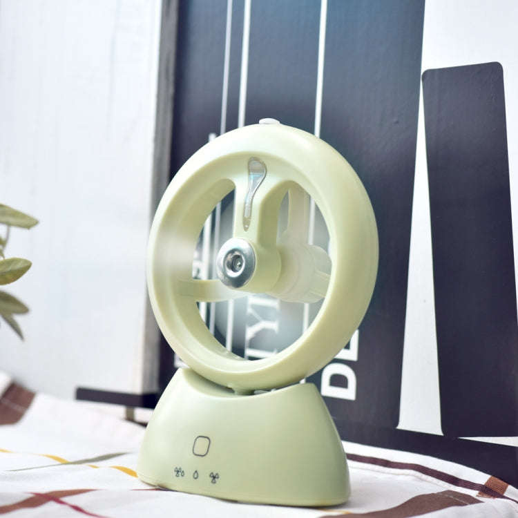 Mini USB Rechargeable Spray Fan Student Dormitory Office Desktop Mute Fan(Frosted Matcha Green)