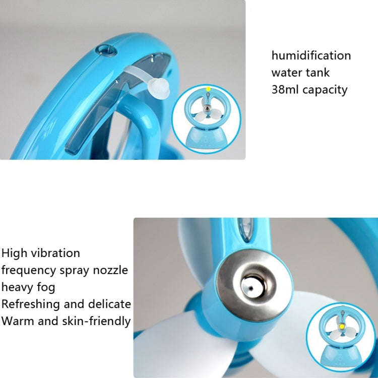 Mini USB Rechargeable Spray Fan Student Dormitory Office Desktop Mute Fan(Frosted Sky Blue)