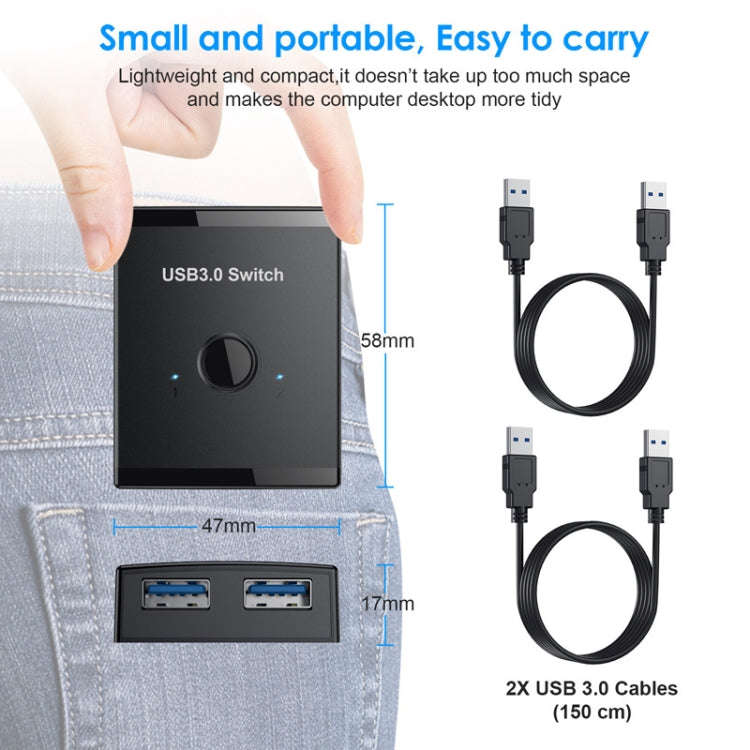 T25 2 In 1 USB3.0 Bidirectional Switch Printer Sharer Splitter(Black)