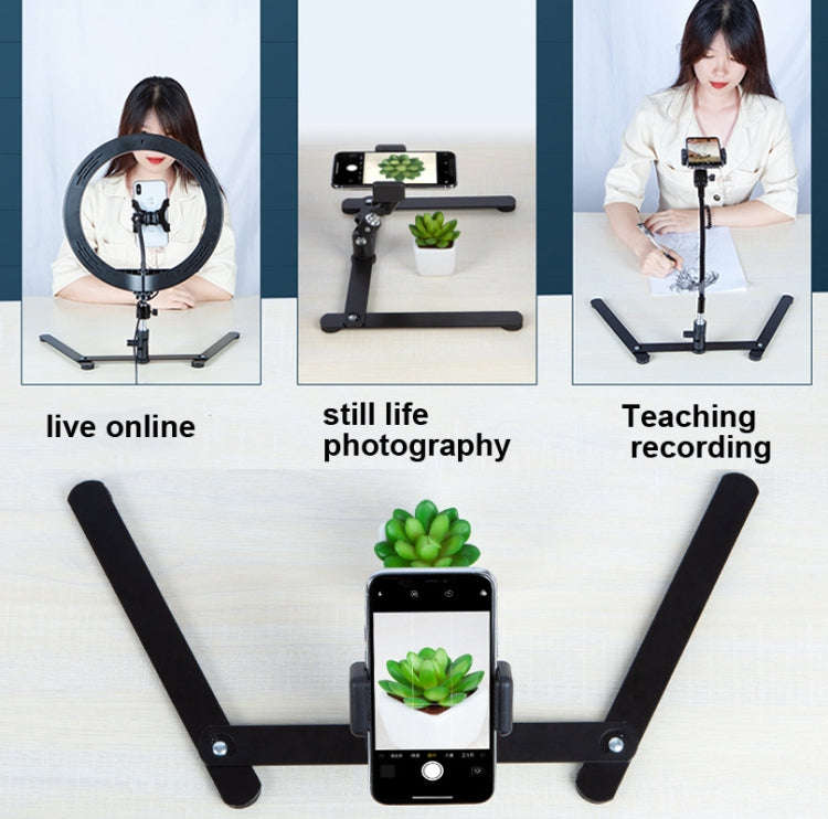 360 Degree Adjustable Metal Overhead Base Desktop Phone Holder,Style: Base+PTZ+Rotatable Phone Clip