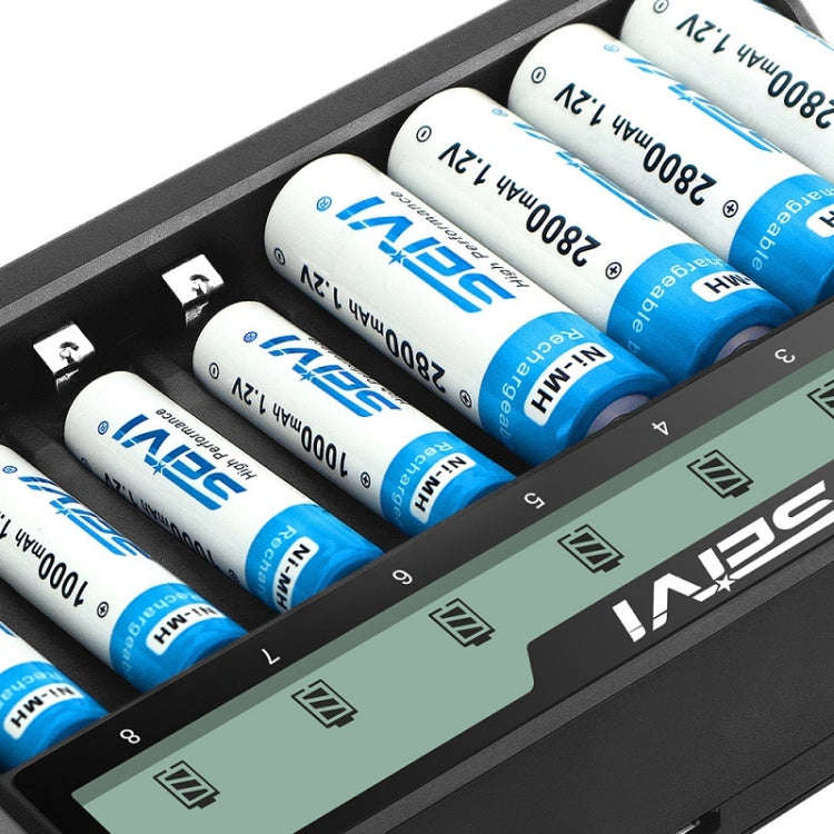 SEIVI On-Screen Eight-Slot Cradle Charging NiMH Battery USB Charger(SW-8NP)