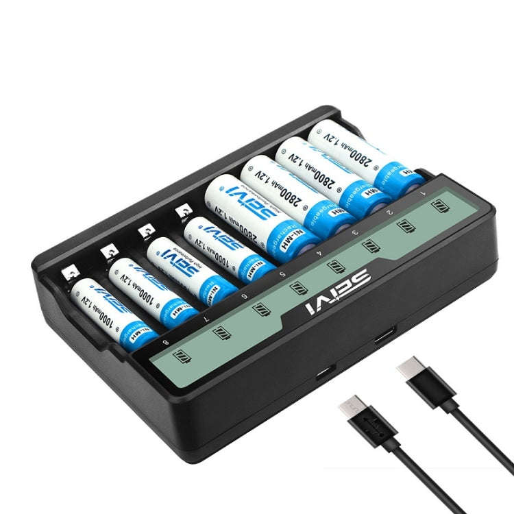 SEIVI On-Screen Eight-Slot Cradle Charging NiMH Battery USB Charger(SW-8NP)