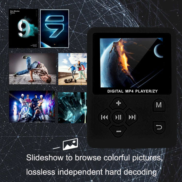 T69 Card Lyrics Synchronization Lossless Sound Quality MP4 Player, Style: Cross Button(White)
