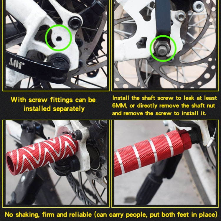 FMFXTR Bicycle Back Seat Foot Pedal Universal Back Rear Post, Color: Red Large Hole Long
