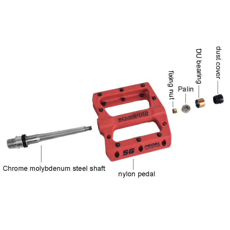 FMFXTR Mountain Bicycle Pedal Nylon Fiber Bearing Non-Slip Pedal(SG-12B Red)