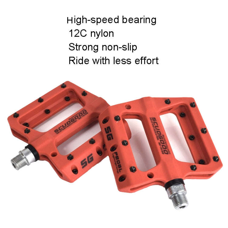 FMFXTR Mountain Bicycle Pedal Nylon Fiber Bearing Non-Slip Pedal(SG-12B Red)